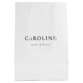 ホワイトミニマルメイド・オブ・オーナー（花嫁付き添い人）シック ミディアムペーパーバッグ (裏面)