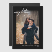 ホワイトミニマルメリークリスマスブラック磁気カード (正面/裏面)