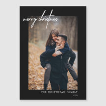 ホワイトミニマルメリークリスマスブラック磁気カード