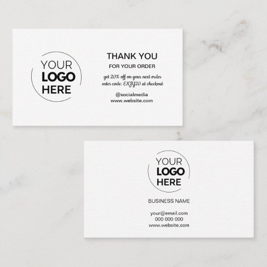 ホワイトミニマルモダンリストロゴのご注文ありがとうございます 名刺 (正面/裏面)