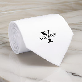 ホワイトミニマルモノグラムのリスト ネクタイ