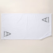 ホワイトミニマルモノグラモダンムイニシャルビーチタオル ビーチタオル (正面)