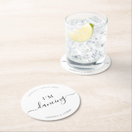 ホワイトミニマル主義者は私の飲み物を飲結婚まない ラウンドペーパーコースター