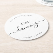 ホワイトミニマル主義者は私の飲み物を飲結婚まない ラウンドペーパーコースター (アングル)