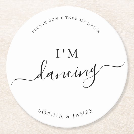 ホワイトミニマル主義者は私の飲み物を飲結婚まない ラウンドペーパーコースター (正面)