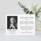 ホワイトミニマル写真悔やみや弔慰ありがとう サンキューカード (スタンド正面)
