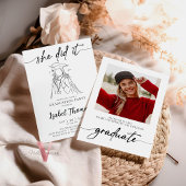 ホワイトミニマル卒業写真招待状 招待状