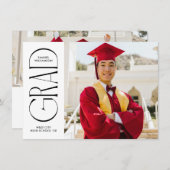 ホワイトミニマル卒業発表 招待状 (正面/裏面)