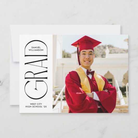 ホワイトミニマル卒業発表 招待状 (正面)