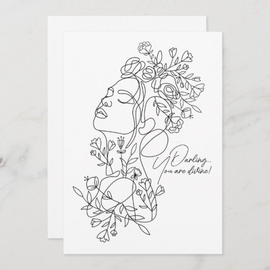 ホワイトミニマル抽象芸術フローラグリーティングカード シーズンカード (正面/裏面)