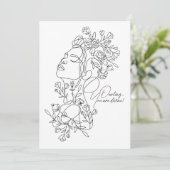 ホワイトミニマル抽象芸術フローラグリーティングカード シーズンカード (スタンド正面)