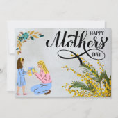 ホワイトミニマル母の日のグリーティングカード シーズンカード (正面)