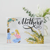 ホワイトミニマル母の日のグリーティングカード シーズンカード (スタンド正面)