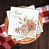 ホワイトミニマル秋フローラ結婚ブーケ スタンダードカクテルナプキン