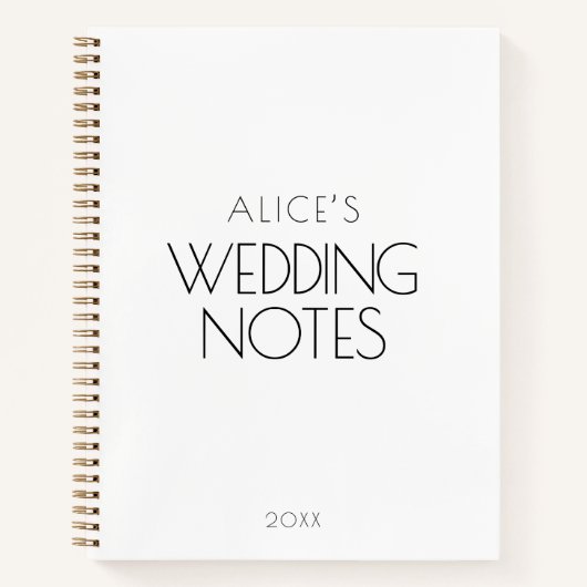 ホワイトミニマル結婚リストのメモ ノートブック (正面)