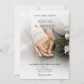 ホワイトミニマル結婚リスト セーブザデート (正面)