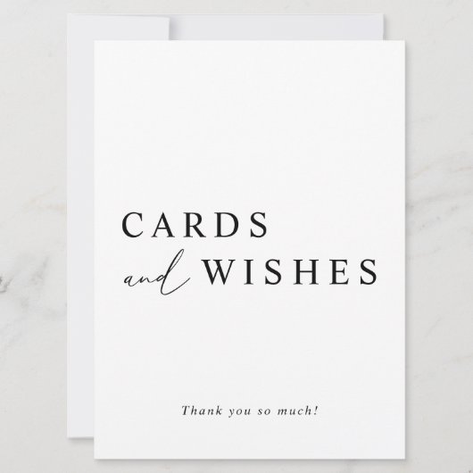 ホワイトミニマル結婚式カードとウィッシュズサイン 招待状 (正面)