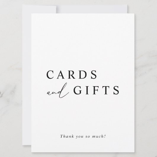 ホワイトミニマル結婚式カードとギフトサイン 招待状 (正面)