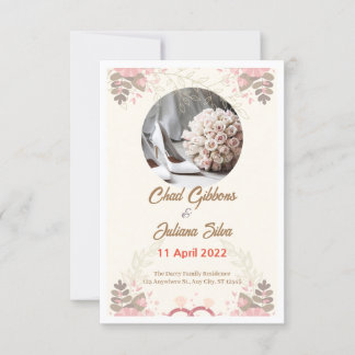 ホワイトミニマル結婚式招待状 招待状