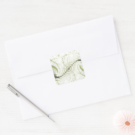 ホワイトミニマル華美デザインギフトアクセサリー スクエアシール (封筒)