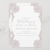 ホワイトミニマル赤面フローラレースエレガントウェディング 招待状 (正面/裏面)