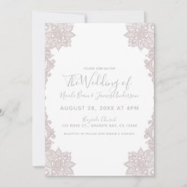 ホワイトミニマル赤面フローラレースエレガントウェディング 招待状
