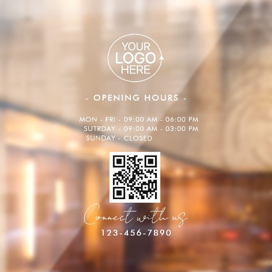 ホワイトミニマル開店時間ロゴストア時間 ウィンドウサイン (シート2)