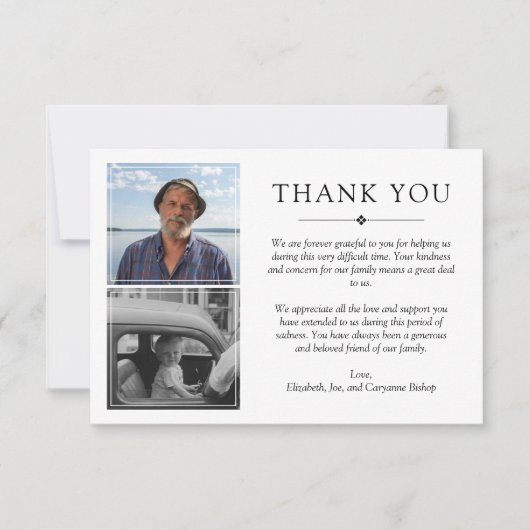 ホワイトミニマル3枚悔やみや弔慰ありがとう サンキューカード (正面)