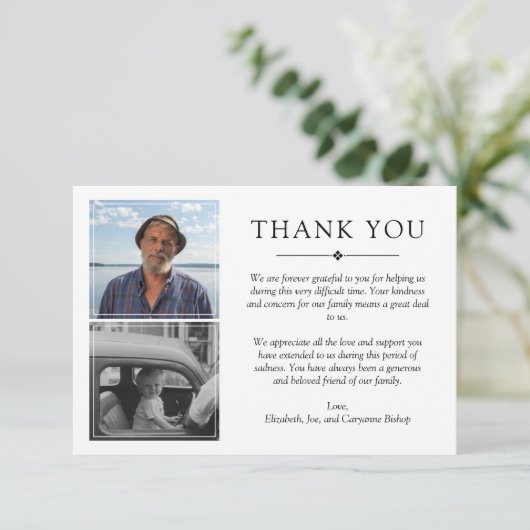 ホワイトミニマル3枚悔やみや弔慰ありがとう サンキューカード (スタンド正面)