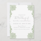 ホワイトミニマル&セージフローラレースエレガントウェディング 招待状 (正面)