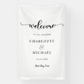 ホワイトミニマル・ミオダン結婚の歓迎 横断幕 (縦)