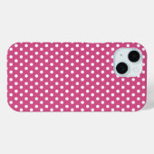 ホワイトミニ水玉模様オンクランベリーピンク Case-Mate iPhoneケース (裏面 (横))