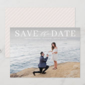 ホワイトミモダンックスタイポグラフィクラシック写真 セーブザデート (正面/裏面)