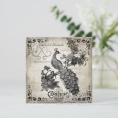 ホワイトミュージカルノートピーコック結婚式招待状 招待状 (スタンド正面)