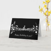 ホワイトミュージックノートデザイングリーティングカード カード (黄色い花)