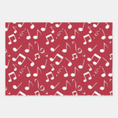 ホワイトミュージックノートデザインラッピング紙セット ラッピングペーパーシート (正面3)