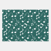 ホワイトミュージックノートデザインラッピング紙セット ラッピングペーパーシート (正面2)