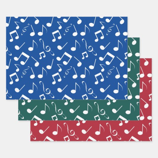 ホワイトミュージックノートデザインラッピング紙セット ラッピングペーパーシート (セット)