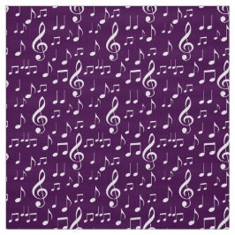 ホワイトミュージックノートパターン生地 ファブリック