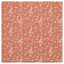 ホワイトミュージックノートパターン生地