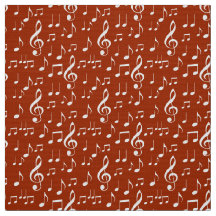 ホワイトミュージックノートパターン生地