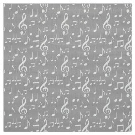 ホワイトミュージックノートパターン生地 ファブリック