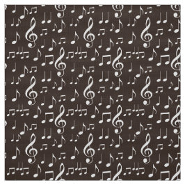 ホワイトミュージックノートパターン生地 ファブリック