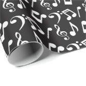 ホワイトミュージックノートラッピング紙 – カスタマイズ可能 ラッピングペーパー (ロールコーナー)