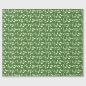 ホワイトミュージックノートラッピング紙 – 緑 ラッピングペーパー (フラット)