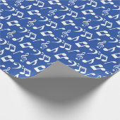 ホワイトミュージックノートラッピング紙 – 青 ラッピングペーパー (角)