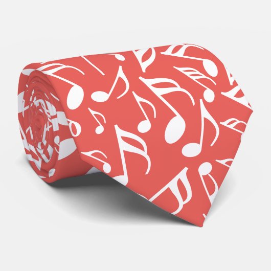 ホワイトミュージックノート赤 ネクタイ (ロール)