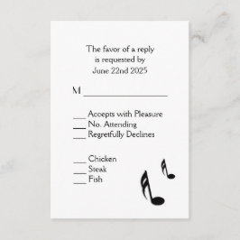 ホワイトミュージック結婚のメニューの選択 出欠カード