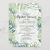 ホワイトミントグリーントロピカル離れブライダルシャワー 招待状 (正面/裏面)