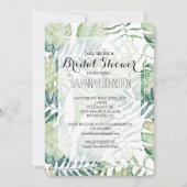 ホワイトミントグリーントロピカル離れブライダルシャワー 招待状 (正面)